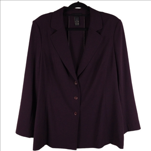 Lane Bryant Plum One Notch Collar Long Sleeve Single Breasted Mid Length Blazer